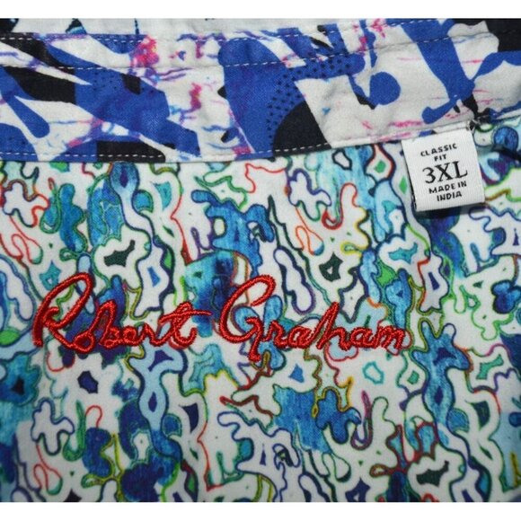 Robert Graham Blue Abstract Print Flip Cuff Men's 3XL Casual Button Front Shirt - Picture 9 of 11